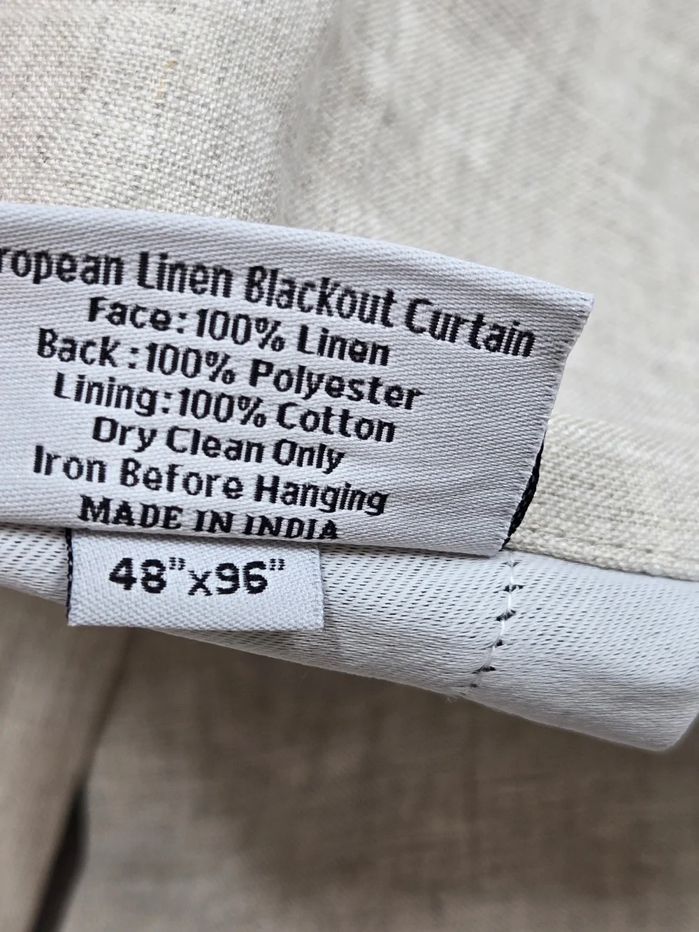 NWT QUINCE Set Of 2 48x96 European Linen True Blackout Curtains Flax 9496